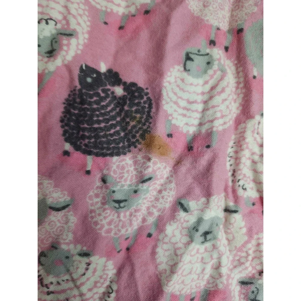 Munki Munki Womens Pink Sheep Pajama Set Bamboo Cotton XL Button Down Top Pants